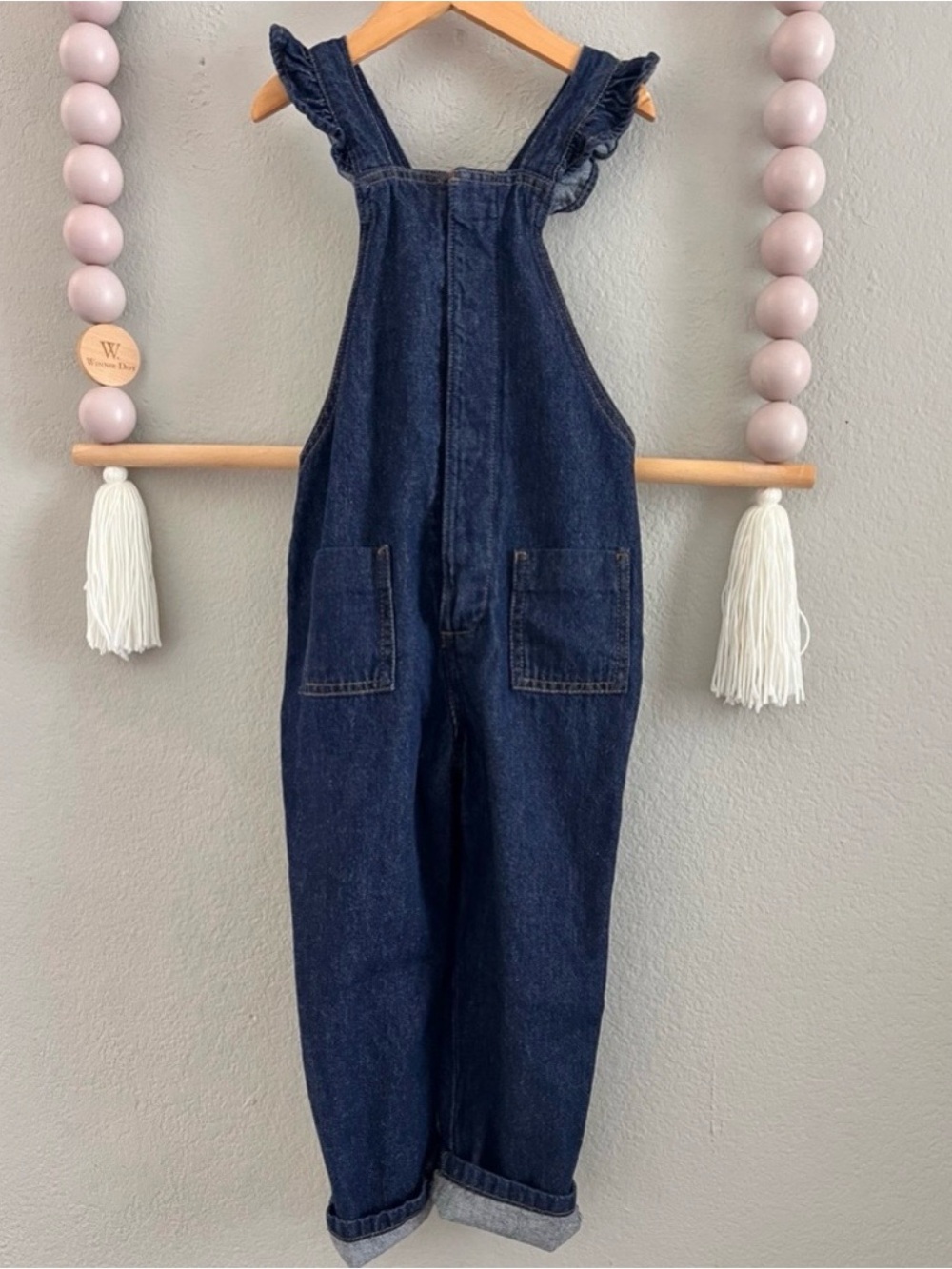 Cotton On Denim Ruffle-Strap One-Piece Overalls